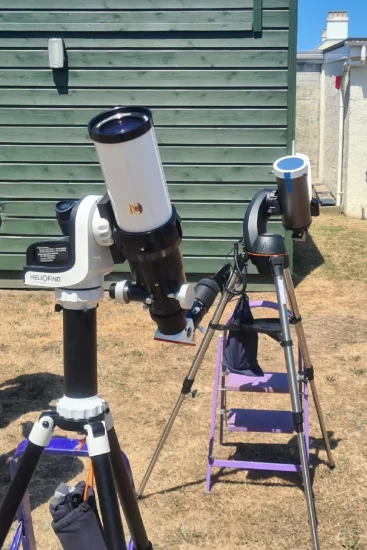 Lunt Hydrogen Alpha telescope with Maksutov white-light solar filtered telescope