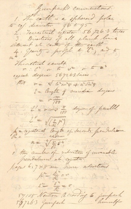 The first page of De La Rue’s notes