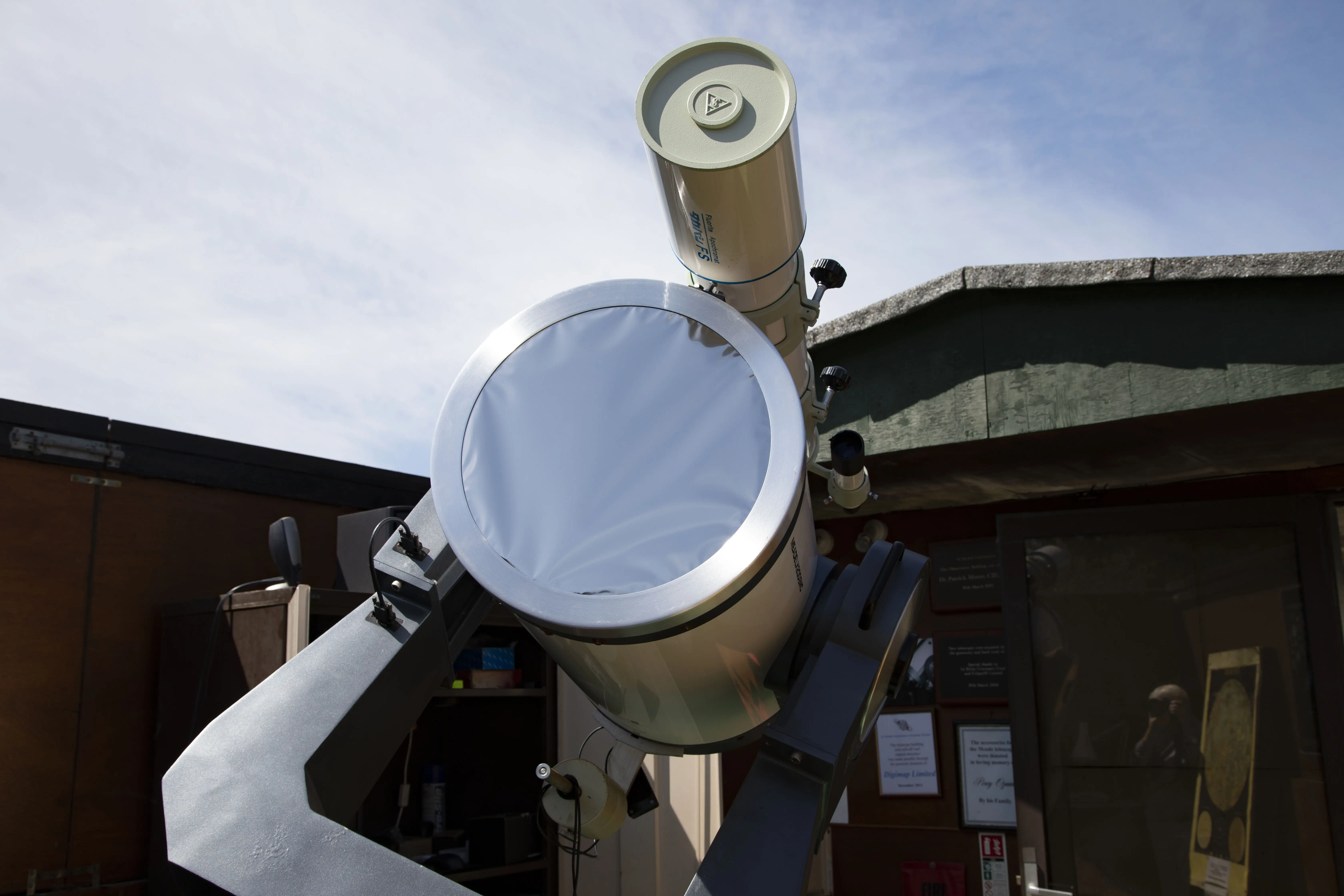 Meade with solar filter for a white-light view of the Sun.